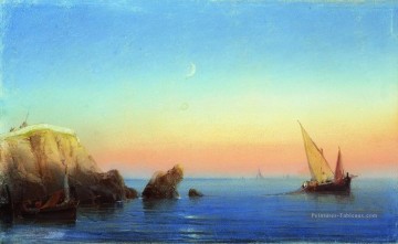mer calme côte rocheuse 1860 Romantique Ivan Aivazovsky russe Peinture à l'huile